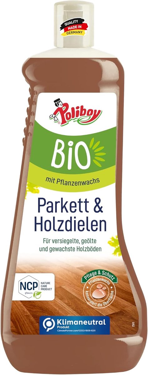 Natuurlijke Vloerreiniger voor Houten Vloeren - Onderhoud en Verzorging voor Geoliede, Gewaxte en Gelakte Vloeren - Veganistisch en Plantaardige Was - 1 L