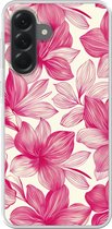 Coque de téléphone compatible avec Samsung Galaxy A56 - Motif Fleurs - Rose - Wit - Siliconen