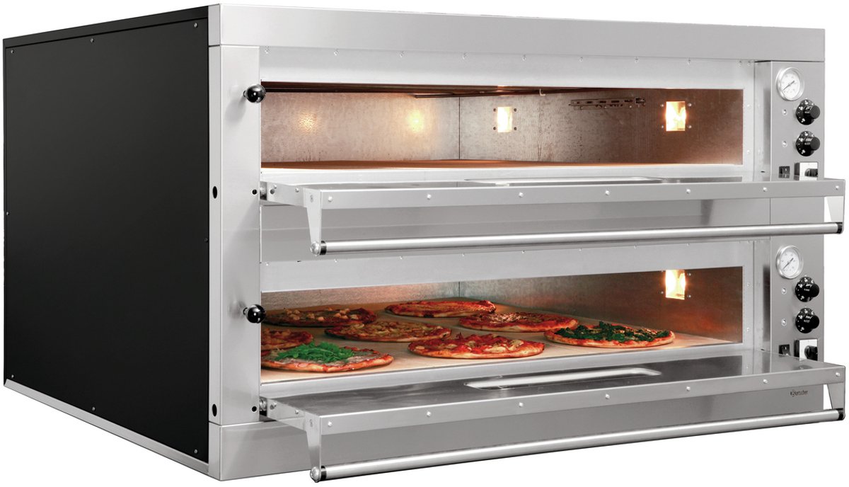 Bartscher Pizza Oven Serie ET - ET 205-2BK - 2 Kamers - 18 Pizza’s Ø33cm - 400V - 1310x1270x760mm - Horeca Oven