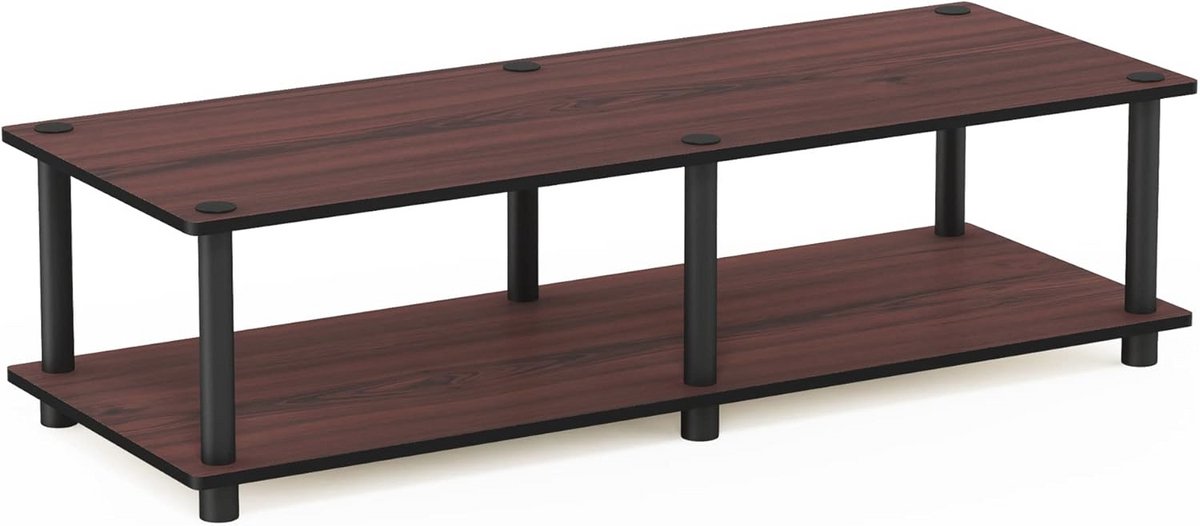 TV-kast van hout in donkere kersen en zwart - 39,62 x 39,62 x 27,69 cm