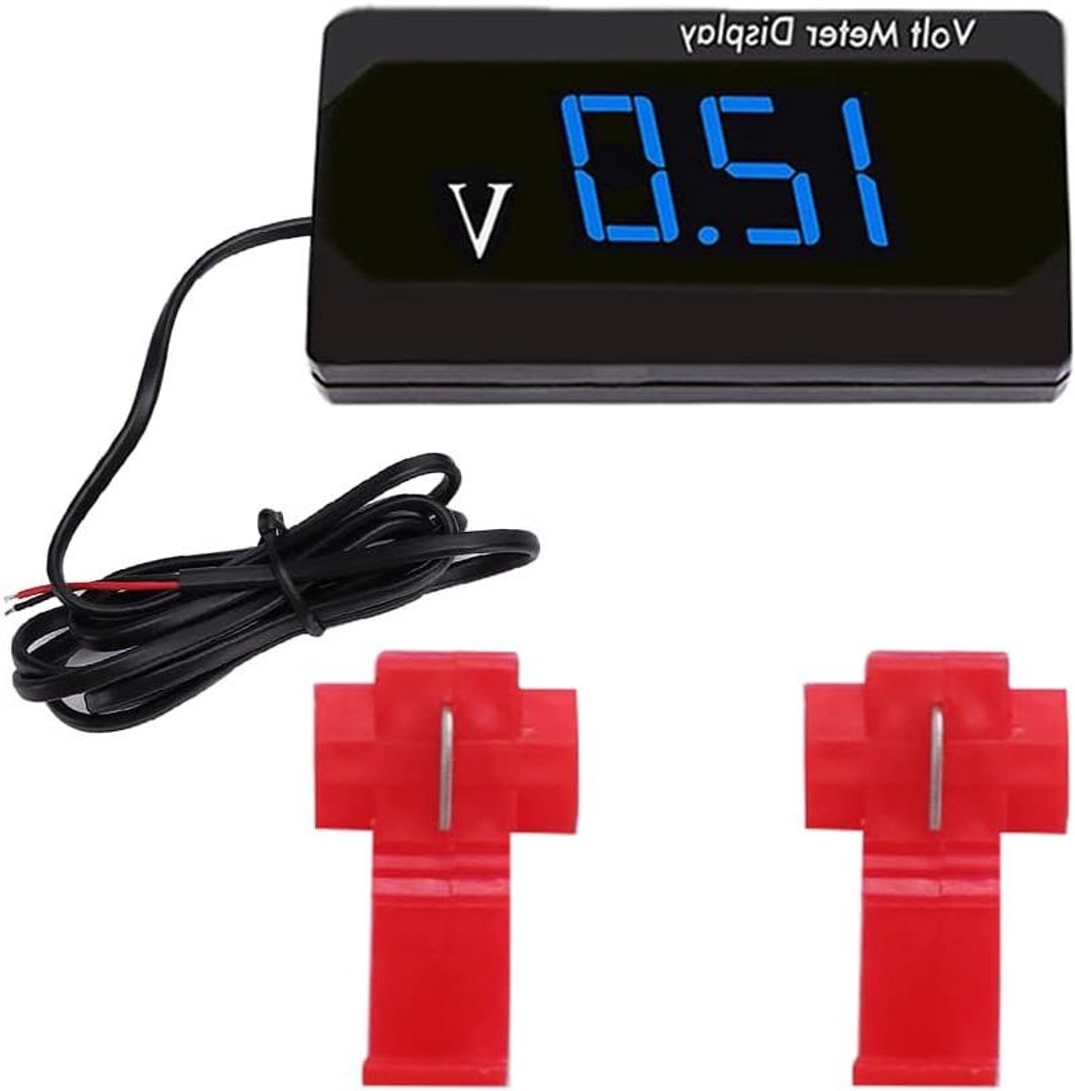 12V Waterdichte Auto Voltmeter met LED Digitale Display Mini Spanningstester Meter met Terminals voor Boot Marine Voertuig Motorfiets Vrachtwagen ATV UTV Blauw LED