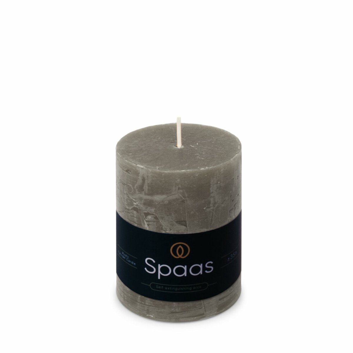 SPAAS Rustieke Pillarkaars ± 35 branduren Lichtgrijs -