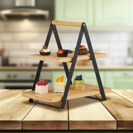 Etagère 3 laags - Hoge kwaliteit Bamboe hout - Houten hapjesschaal/serveerschaal - Decopatent