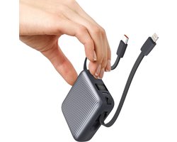 Kleine Powerbank met Vaste Kabels & Snelladen – 10.000 mAh – Klein Formaat – Phreeze Mini PB03