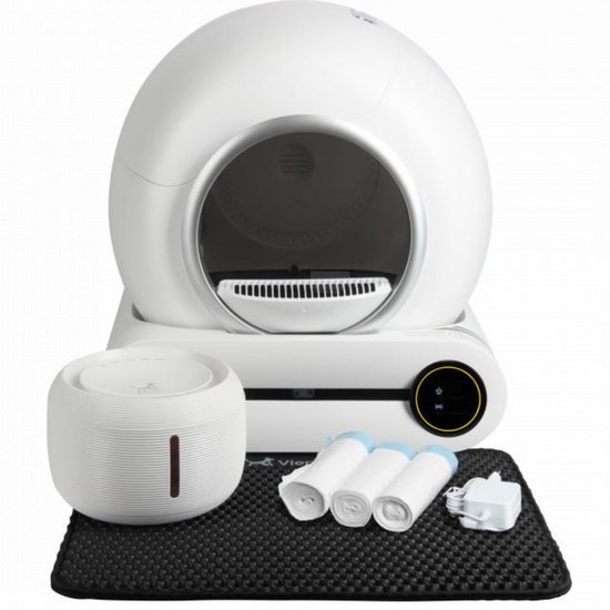 Viervoeter Fresh - Automatische Kattenbak – Zelfreinigend – incl Drinkfontein, Matje en 3 rollen Opvangzakjes