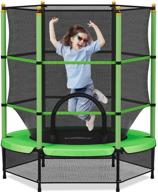BORVAT® - Kindertrampoline Ø140 cm met Veiligheidsnet – Tot 100 kg belastbaar, voor binnen & buiten