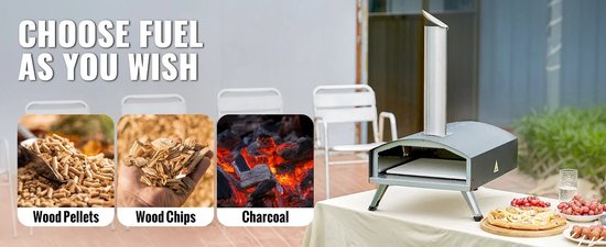 Pizza Oven - Buitenoven - Houtgestookt - Pelletgestookt - Draagbare RVS Pizzaoven - Met Thermische Isolatie - Voor Buiten - Camping - Terras - Tuin - 12 Inch Pizza - Max 540°C - Snel Verhit - Met Opvouwbare Poten en Draagtas van Merkloos — afbeelding 5