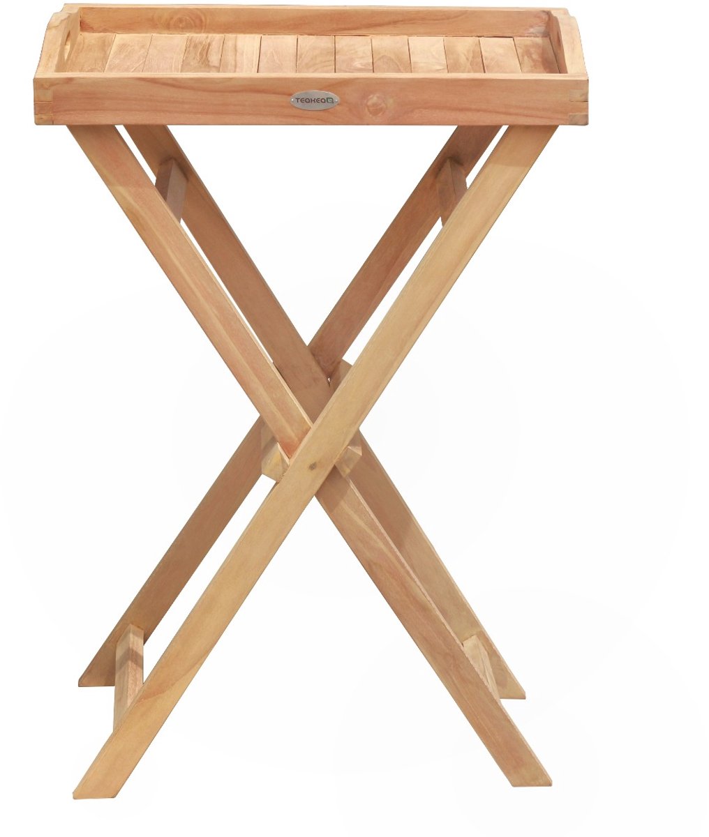 Teakea - Teak Dienblad Tafel 56x36x80 cm - Afneembare Tray - Handige Houten Serveerwagen voor Tuin