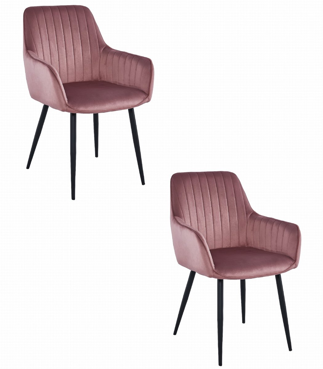 SOLDEN stoel - roze fluweel / zwarte poten x 2