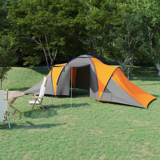 vidaXL Tent 6-persoons grijs en oranje van Vidaxl — afbeelding 3