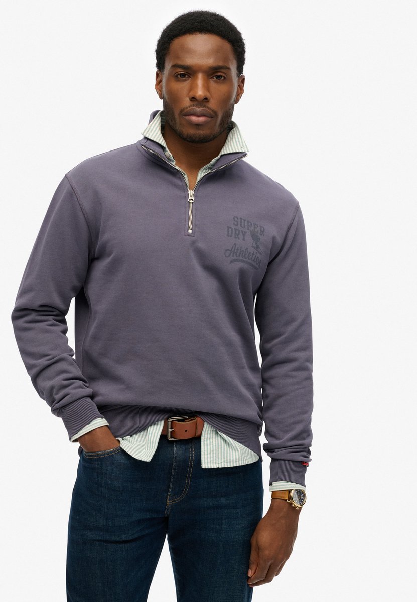 Superdry Athletic Essentials sweatshirt met halve rits Heren Truien Graystone