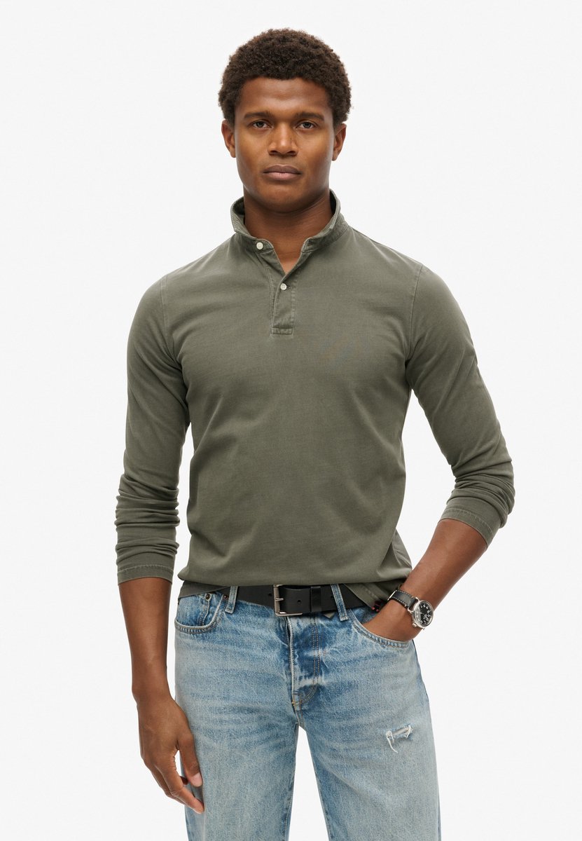 Superdry Studios Jersey Lange Mouw Poloshirt XL Man Zwart
