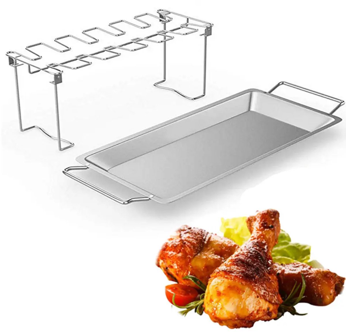 Robuuste roestvrijstalen kippenpoot rek - Voor 14 poten - Kippengrillstandaard - Vaatwasmachinebestendig-chickensitter