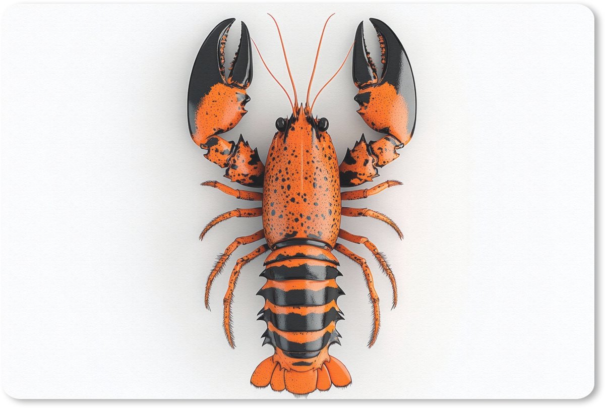 Muismat 27x18 cm - Mousepad Kreeft - Zwart - Oranje - Wit - Uniek - Muismatten