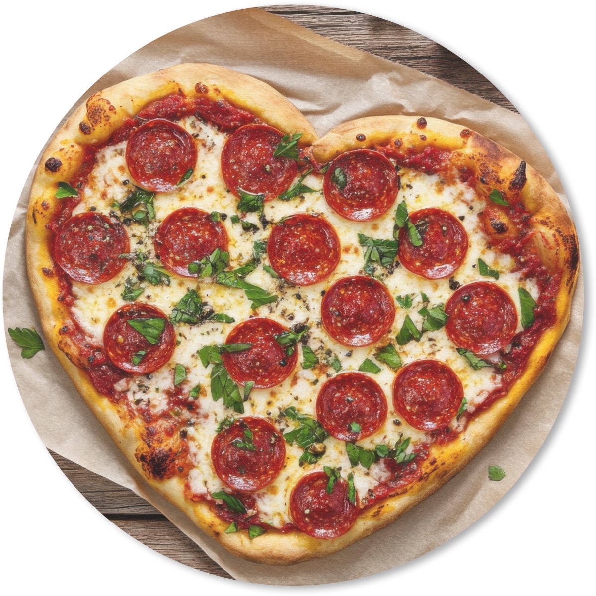 Muismat rond 30x30 cm - Mousepad Pizza - Hart - Pepperoni - Tomaat - Ronde muismatten