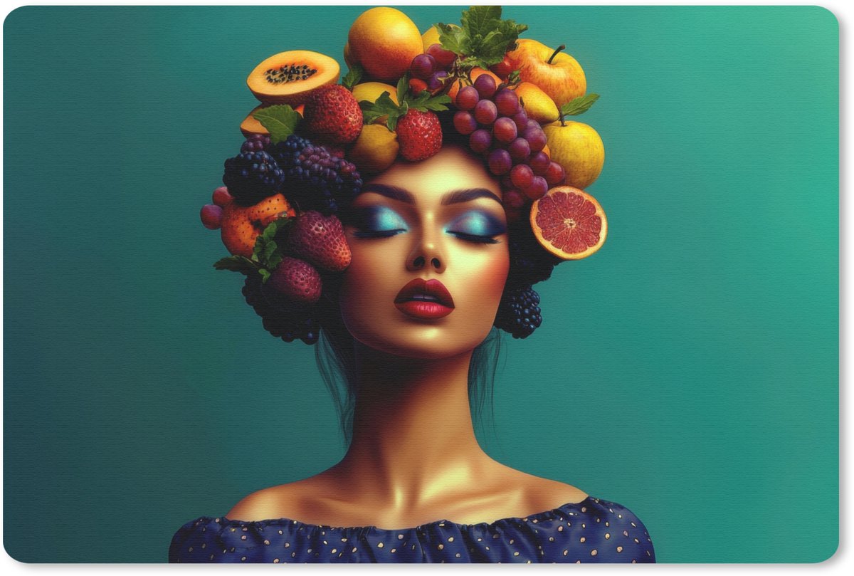 Muismat 27x18 cm - Mousepad Vrouw - Hoodtooi - Tropisch - Fruit - Druiven - Muismatten