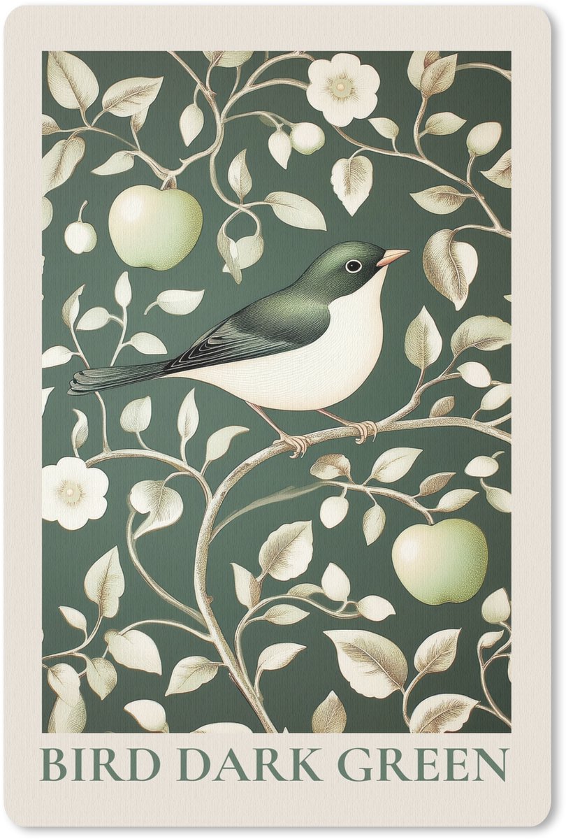 Muismat 18x27 cm - Mousepad Groen - Vogel - Bloemen - Muismatten