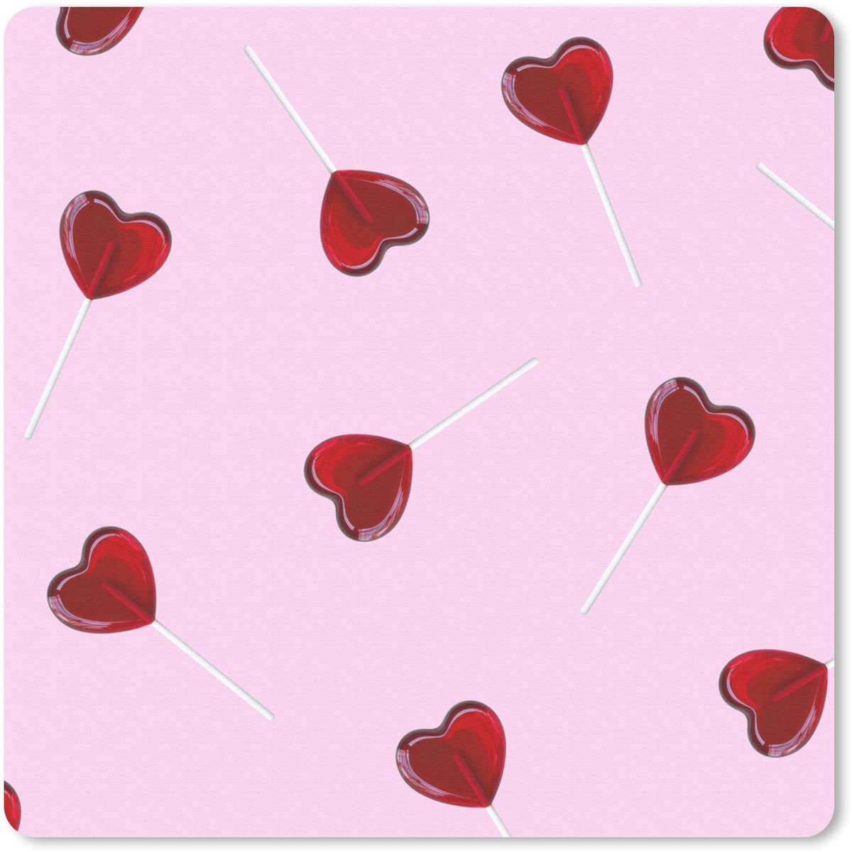 Muismat 20x20 cm - Mousepad Roze - Hart - Lolly - Snoep - Muismatten
