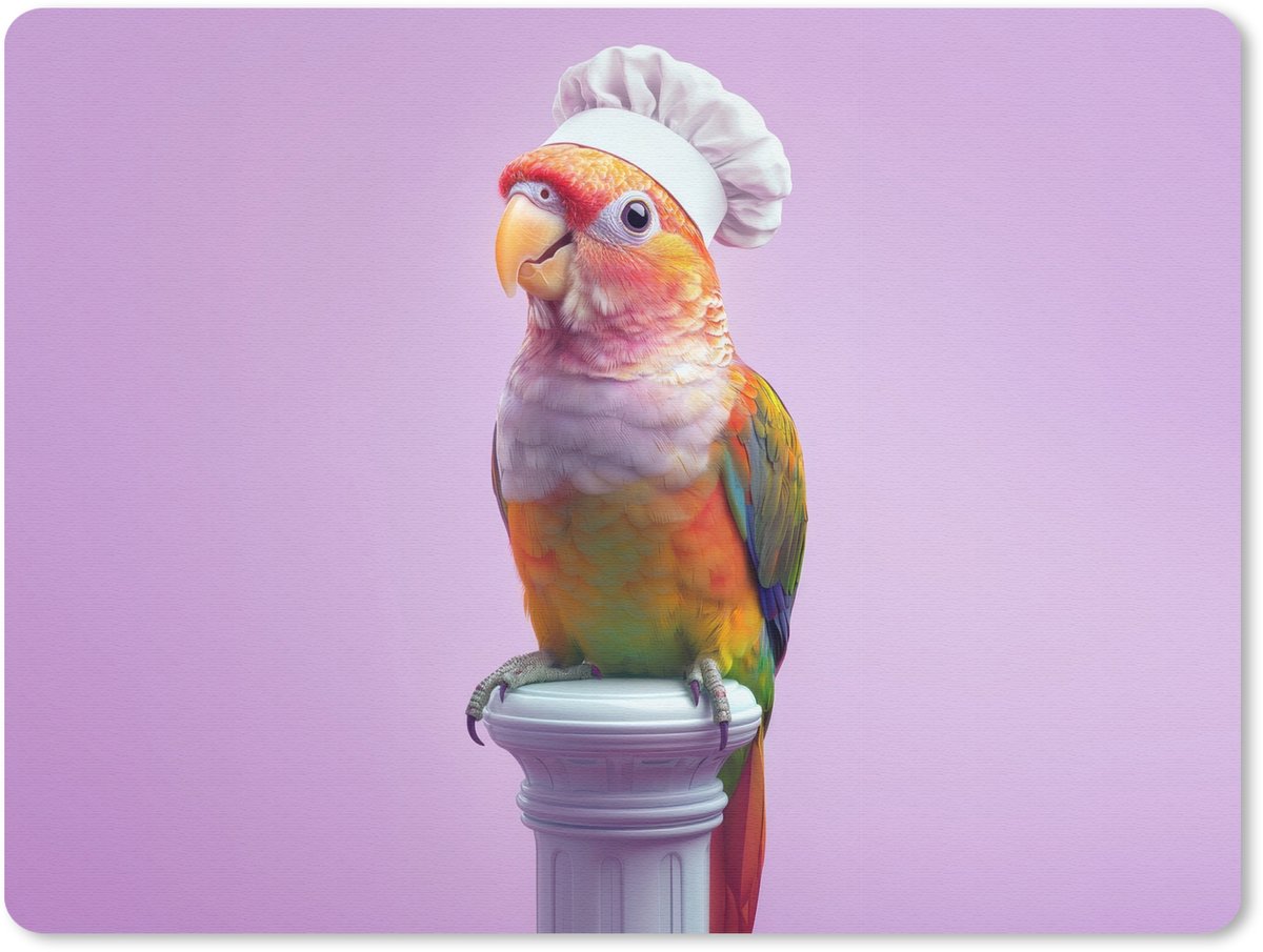 Muismat 23x19 cm - Mousepad Papegaai - Koksmuts - Pilaar - Vogel - Muismatten