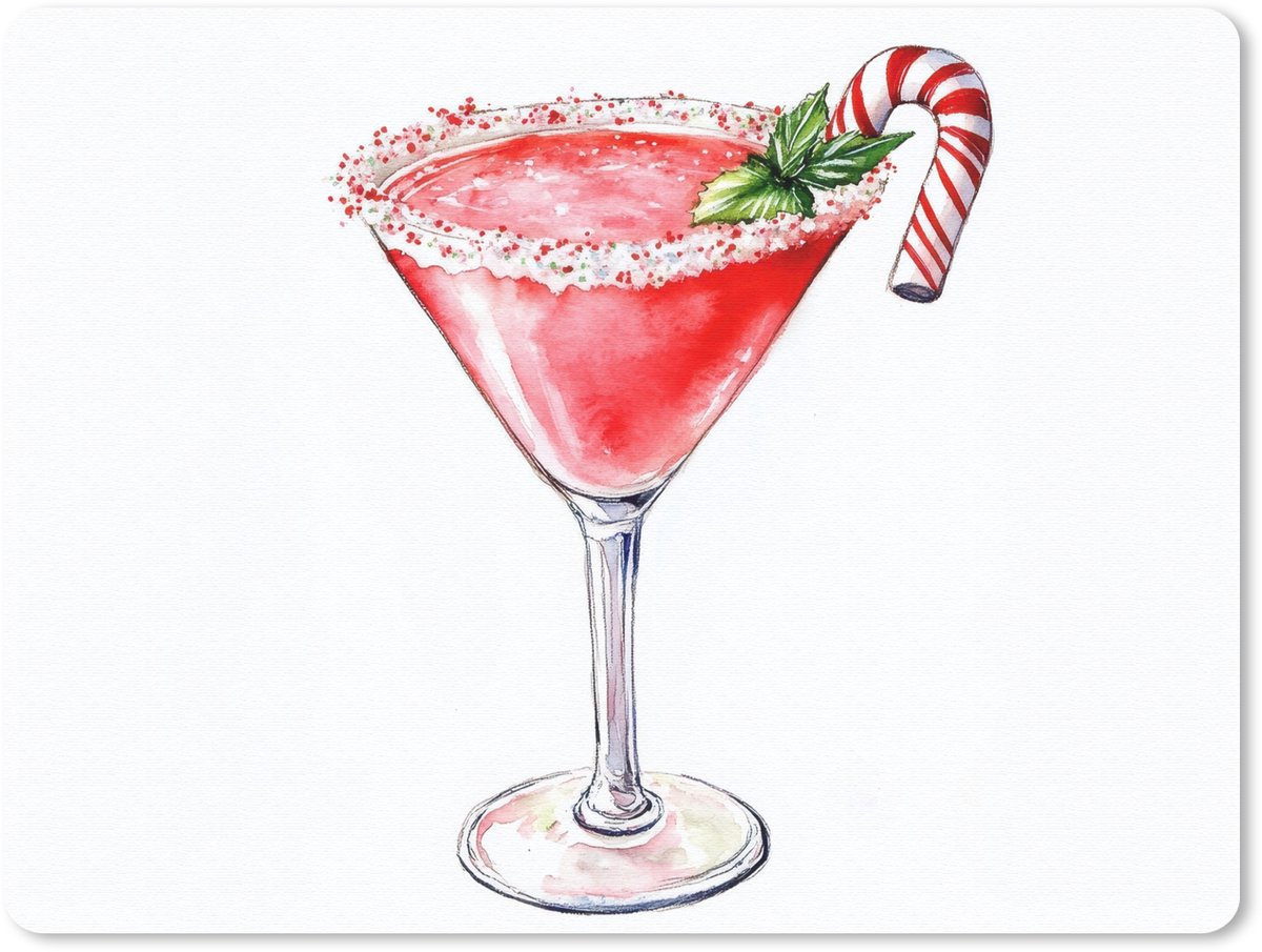 Muismat 23x19 cm - Mousepad Cocktail - Drank - Winter - Kunst - Muismatten