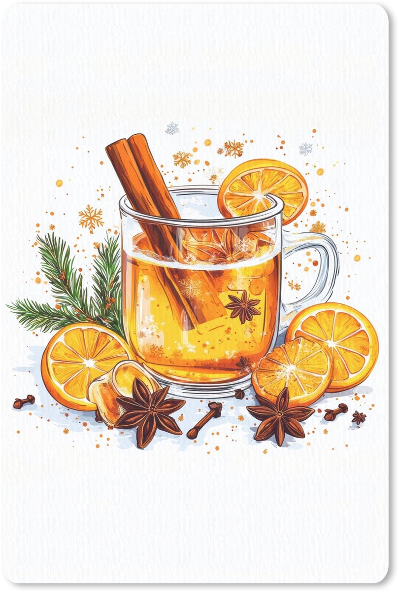 Muismat 18x27 cm - Mousepad Warm - Thee - Oranje - Kaneel - Muismatten