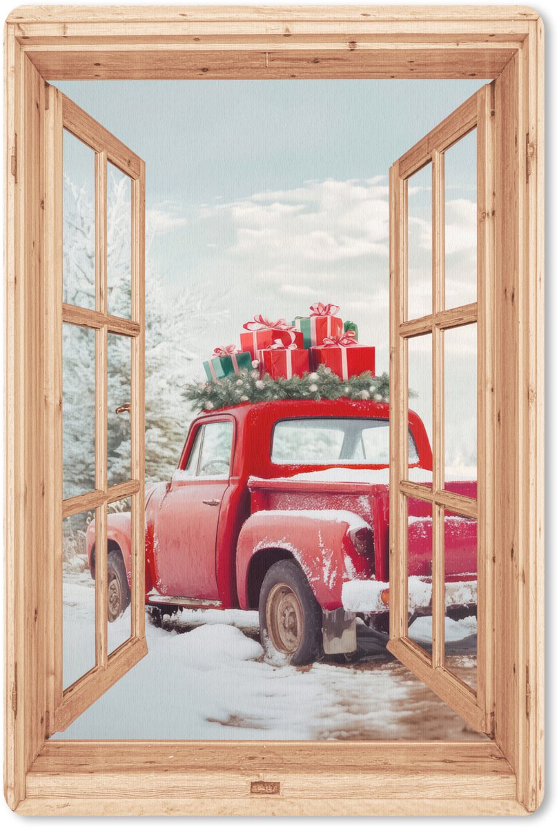 Muismat 18x27 cm - Mousepad Doorkijk - Auto - Kerst - Cadeaus - Winter - Landschap - Muismatten