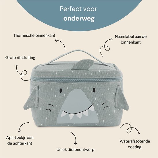 Trixie Lunchtas - Mr.Shark - Koeltas voor kinderen - Met naamlabel - Thermische Tas voor Lunch - Grijs - Haai van Trixie — afbeelding 5