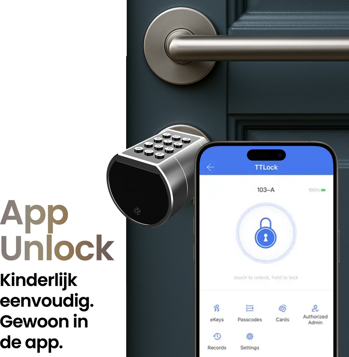 Ruveno Slanke Vingerafdruk Bluetooth Smart Deurslot met Touchscreen, Vingerafdruk Toetsenbord Kaartsleutels Unlock voor Aluminium Swing Deur (Zilver Ruveno Slanke Vingerafdruk Bluetooth Smart Deurslot met Touchscreen, Vingerafdruk Toetsenbord Kaartsleutels Unlock voor Aluminium Swing Deur (Zilver