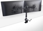 Monitor Arm voor 2 Schermen - Bureausteun met Klem - 10 t/m 32 inch - VESA 75x75 & 100x100 - 360° Kantelbaar - 90° Draaibaar - 2x 8kg Draagkracht - Incl. Kabelbinders