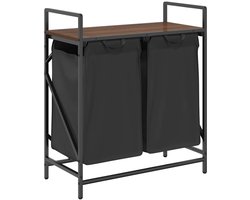 vidaXL - Wasmand - 2 - vakken - met - plank - bruin - eikenkleurig