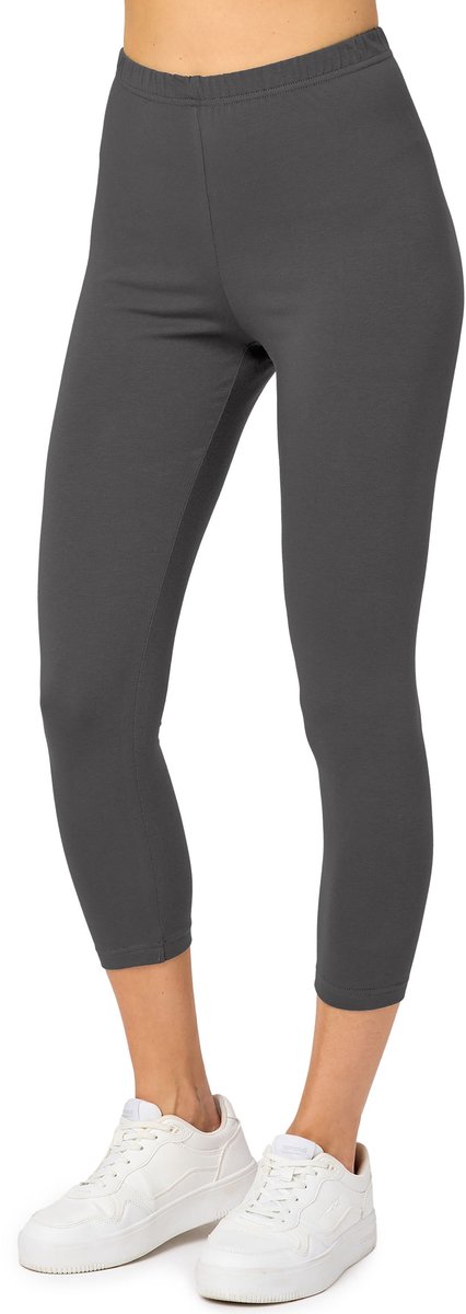 Merry Style MS-MS10-199-LE Dames Capri Leggings - Sport - Vrijetijdsbroek - 3/4 Lengte - Katoen - Sporbroek - Yogabroek - Grafiet - XL