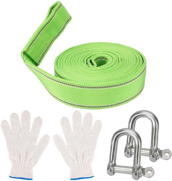 Tow Strap Kit Heavy Duty Trailer Towing Rope Reflective Recovery Gear Rope 5m Towing Strap With