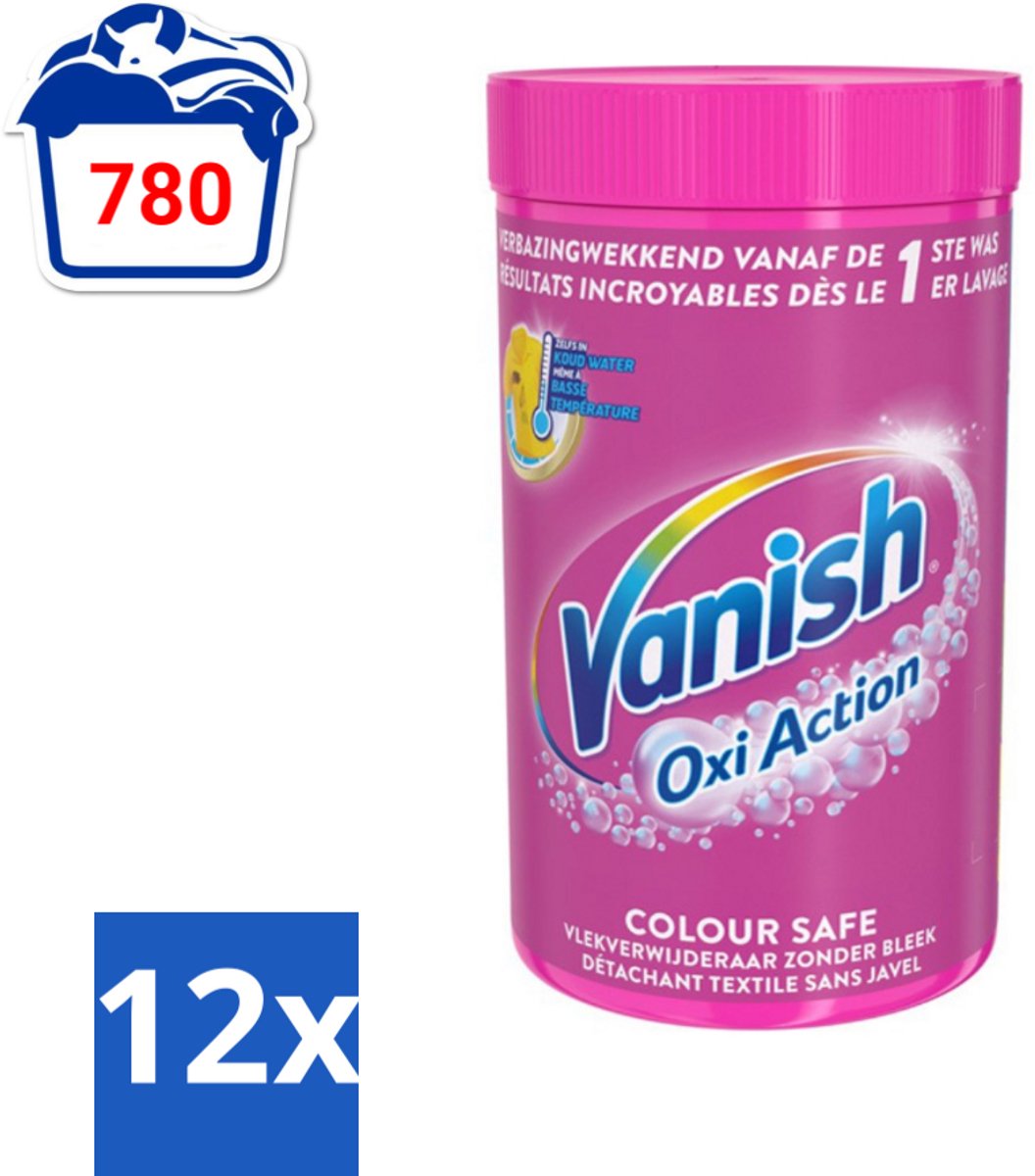12 x Vanish Oxi Action - Veilige Kleur - Vlekkenverwijderaar Poeder - Zonder Bleek - Gekleurde Was - 1.5 Kg - Vlekkenverwijderaar - Waspoeder - Gekleurde Was - Wasmiddel - Vlekken Verwijderen