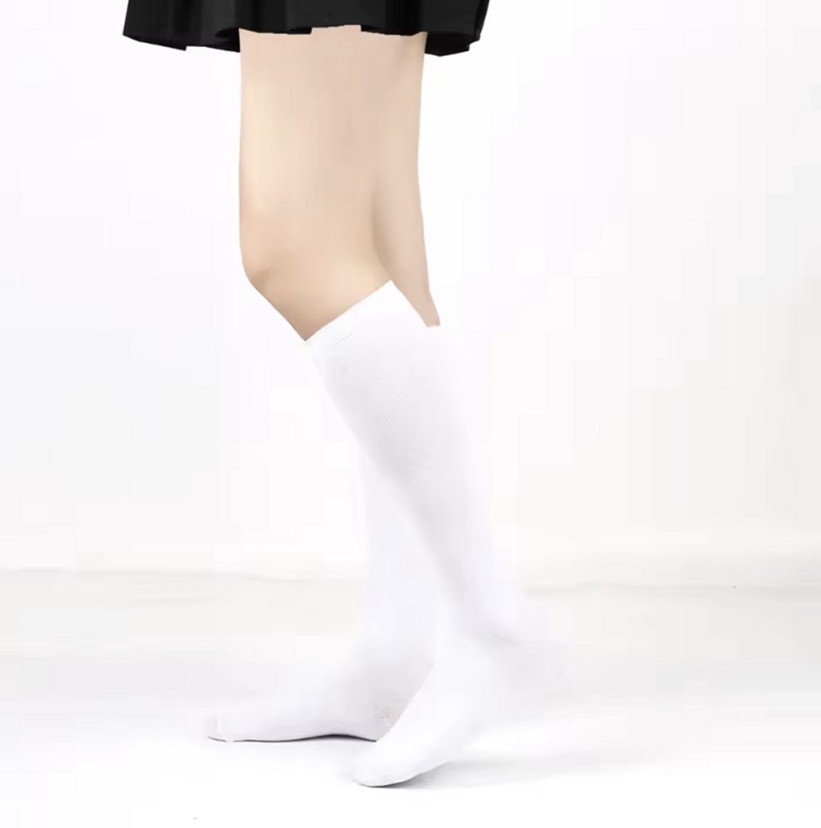 CHPN - Witte Steunkousen - CompressieKousen - S/M - Witte kousen - Vliegtuigkousen - Vliegtuigsokken - Compressie Sokken - Hoge kousen - 1 paar