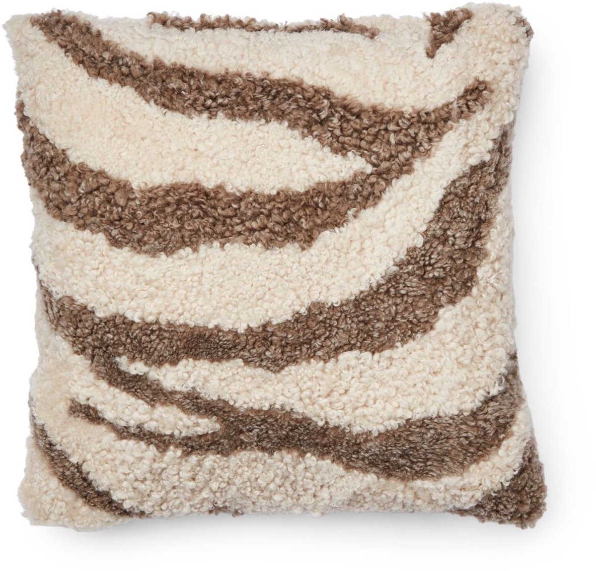 Sheepskin House Zebra Kussen - Dubbelzijdig - 60x60 cm Taupe/Pearl