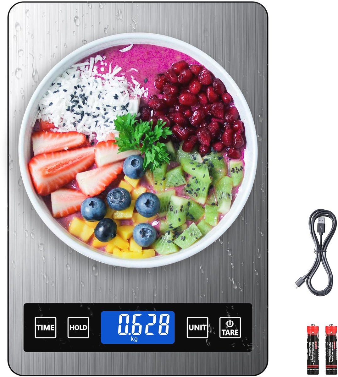 Digitale Voedselweegschaal 22 lb - Keukenweegschaal met Tijdmeting en Weigh-Hold Functie