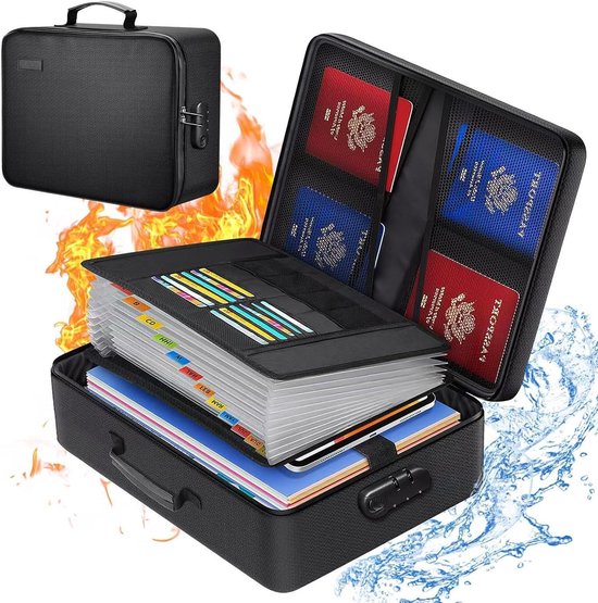 Boîte / Sac Ignifuge Et étanche Pour Documents - Protection Contre Feu Et Eau - 36x27x10 Cm