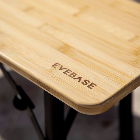EveBase® Flex Bamboe Campingtafelset - Inklapbare Campingtafel en Campingbankjes - In Hoogte Verstelbare Tafel - Weersbestendig - Met Opbergtas — afbeelding 3