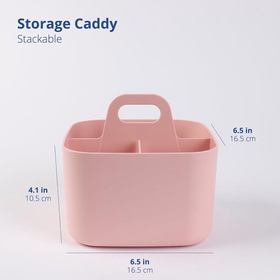 BLUE GINKGO Multifunctionele Caddy Organizer - Stapelbare Plastic Caddy met handvat | Ambachtelijke tas, Bureau Caddy, Kunst Organisatoren en Opslag, Make-up Caddy (Lange Rechthoek) - Geel