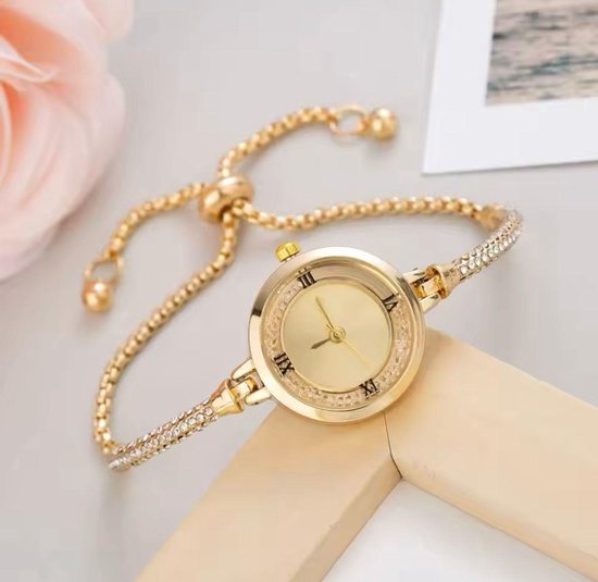 Montre de Luxe pour femme - Bracelet en or - Or et diamants - Acier inoxydable
