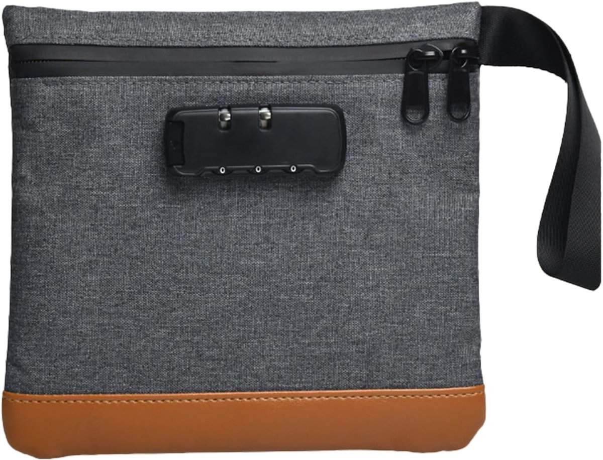 Geurdichte tas - waterdichte opbergoplossing - met cijferslot - 1 stuk - zwart - nylon - 30x20x10 cm