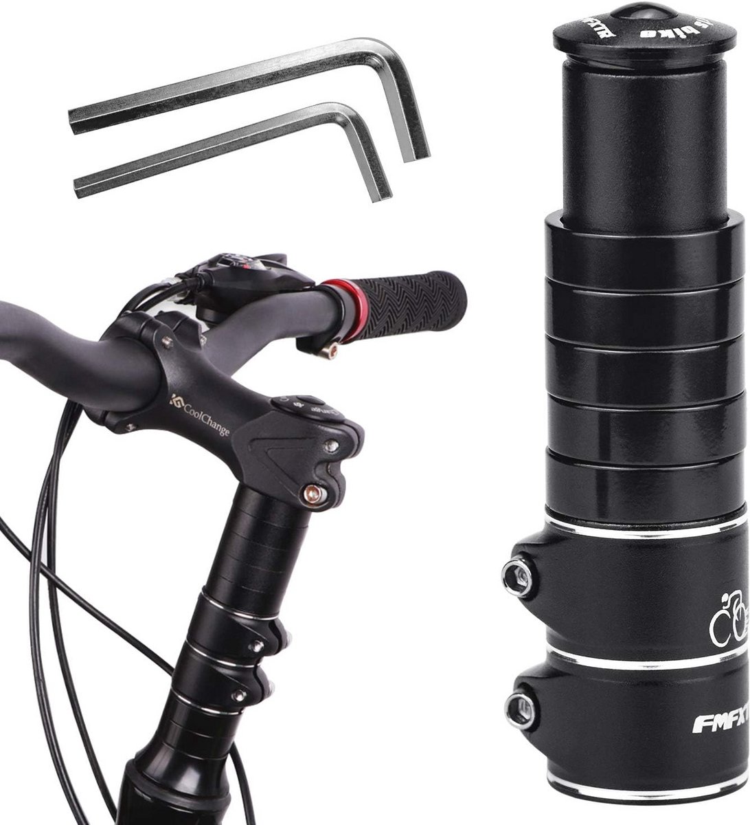Fietsstuurverhoging voor MTB en Racefiets - Aluminium, Zwart, 28,6 mm