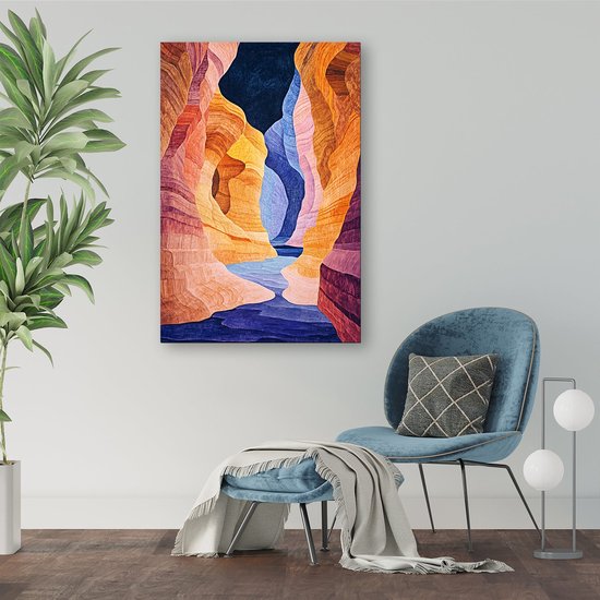 Canyon surréaliste coloré - Peinture Canyon sur toile - Décoration murale toile nature - Surréaliste - Objet d'art - Décoration chambre - toile 60x90 cm