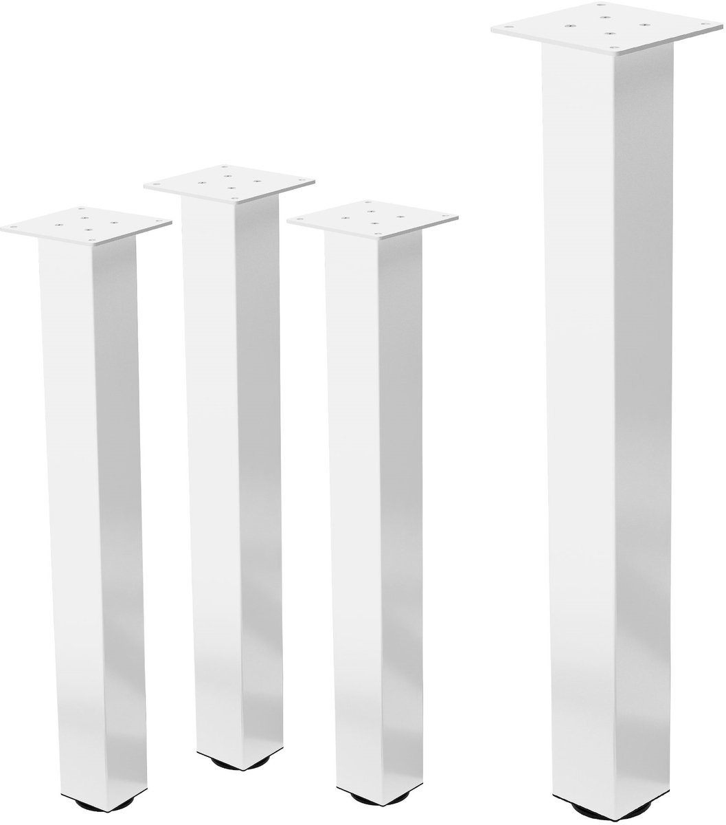 ml-design I-Design meubelpoten set van 4 tafelpoten 72 cm wit stalen vierkant profiel 8x8 cm in hoogte verstelbaar metalen kastpoten onderstelvoeten voor meubels slaapbanken tafellopers banken banklopers industrieel ontwerp