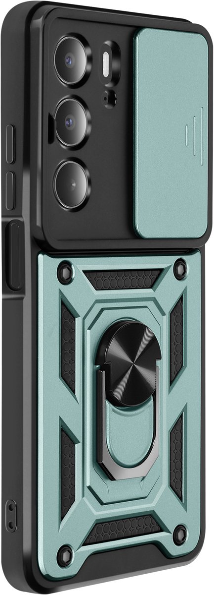 Avizar Beschermhoesje Geschikt voor Realme C75 en 14x magnetische ringcamera, Groen