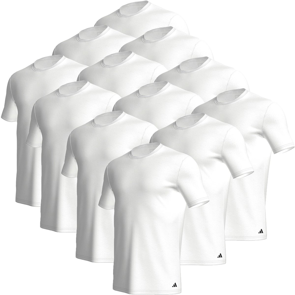 Set van 12 adidas T-shirts met ronde hals herenondershirt ronde hals katoen duurzaam Wit