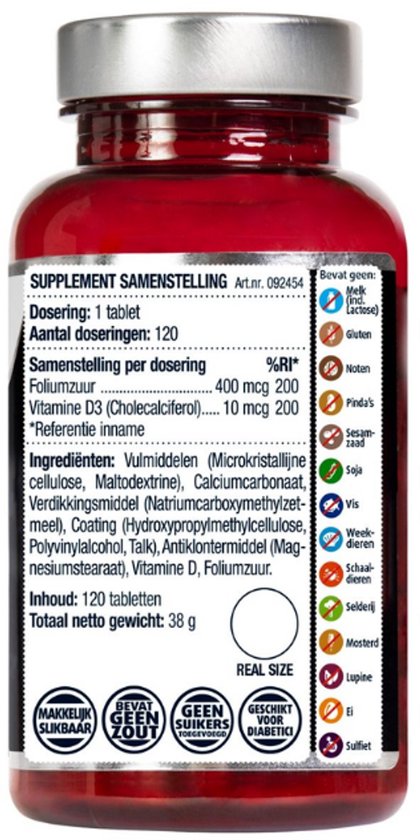 Lucovitaal Foliumzuur + Vitamine D3 120 tabletten