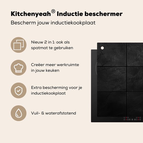 KitchenYeah® Protection plaque induction 70x55 cm - Noir - Carreaux - Protege plaque de cuisson - Couvre plaque induction - Protecteur d'induction - Cuisine