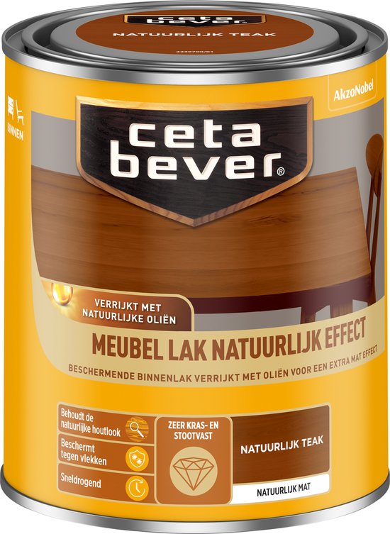 Cetabever - Meubellak Natuurlijk Effect - Natuurlijk Teak - 750 ML