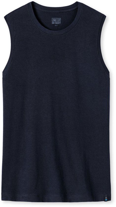 SCHIESSER Long Life Soft singlet (1-pack) - heren onderhemd modieuze snit blauwzwart